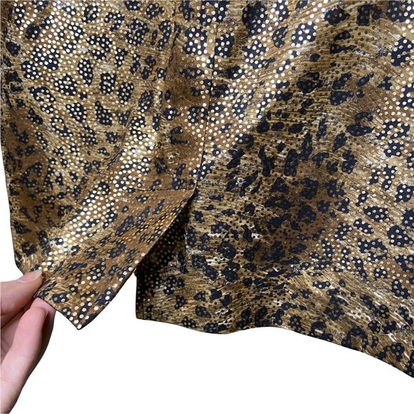 VTG Patra Size 6 Cheetah Print Strapless Dress Shimmer Ruched Bow Party Flounce - Picture 5 of 8